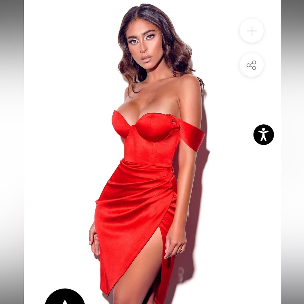 Miss Circle red corset dress with slit, never worn with tags, size medium